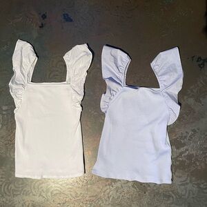 a new day White Ruffle Sleeve Blouse Set